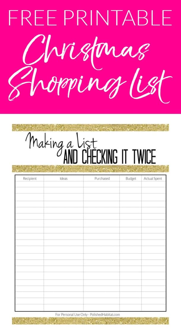 Two Free Printables to Organize Your Christmas Shopping - Polished Habitat