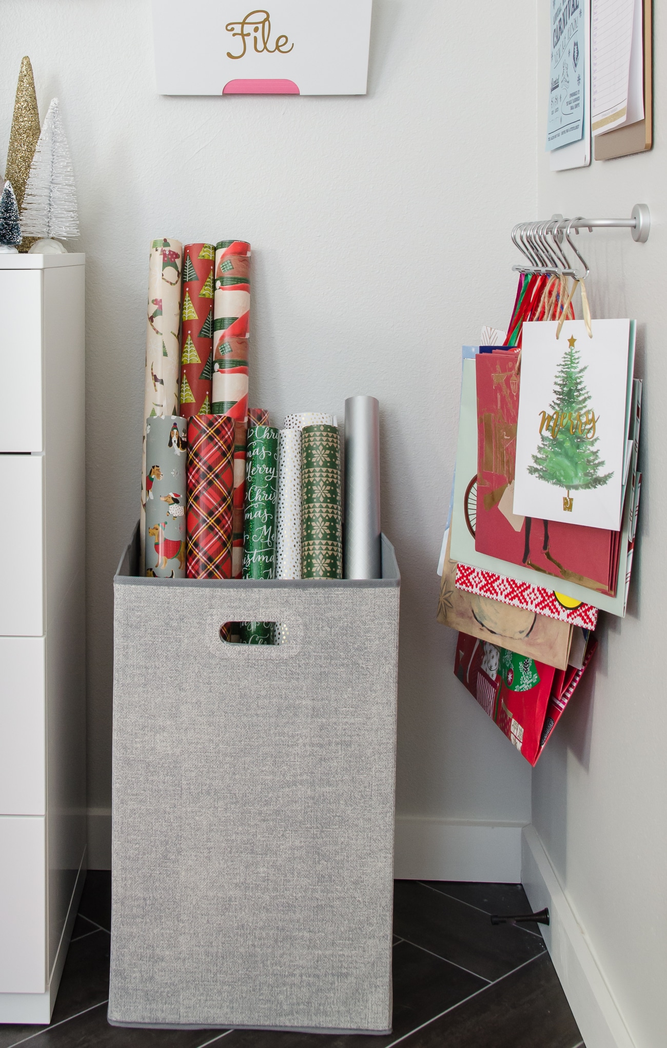 How to Organize Gift Wrapping Supplies Christmas Edition Polished