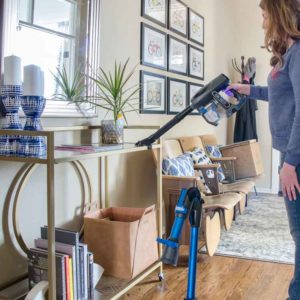 Using Shark IonFlex vacuum for dusting.