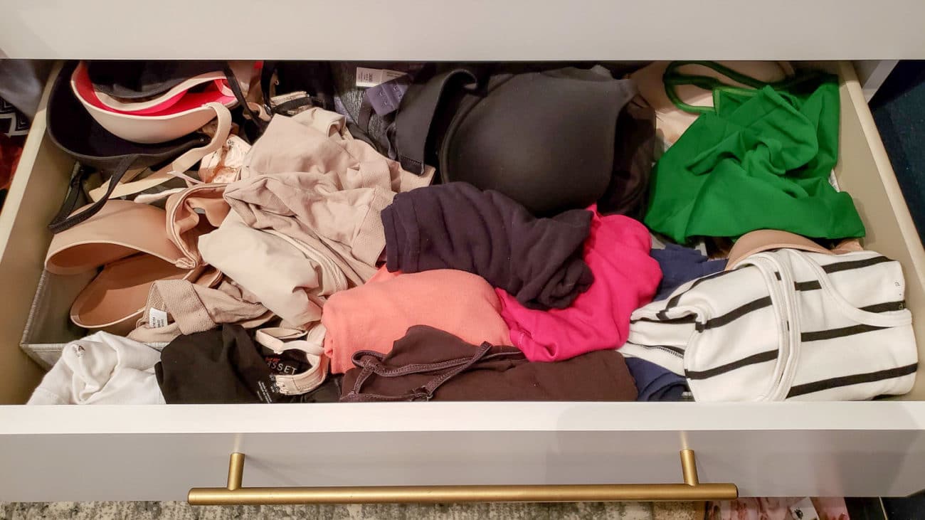 how to organize bras and tank tops in a drawer