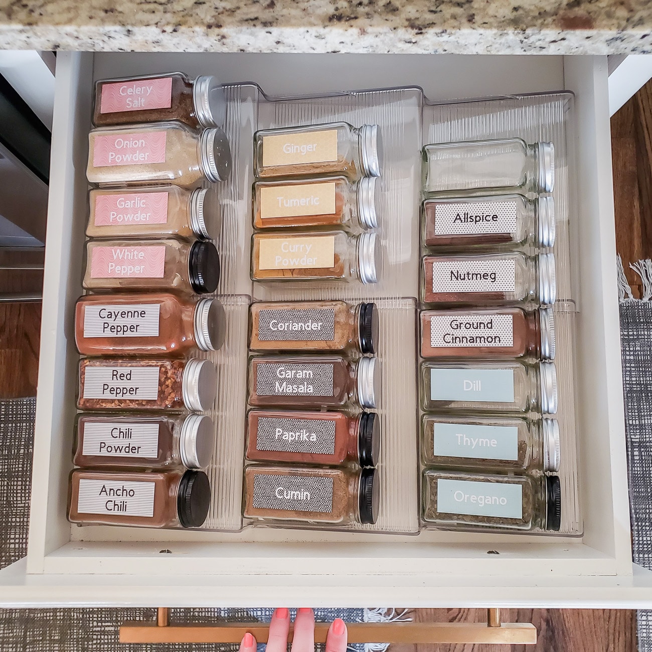spice jar drawer * spice storage organization ideas * how to store spices