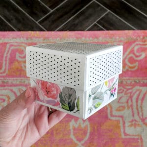 DIY Gift Box with floral bottom and modern black and white top.