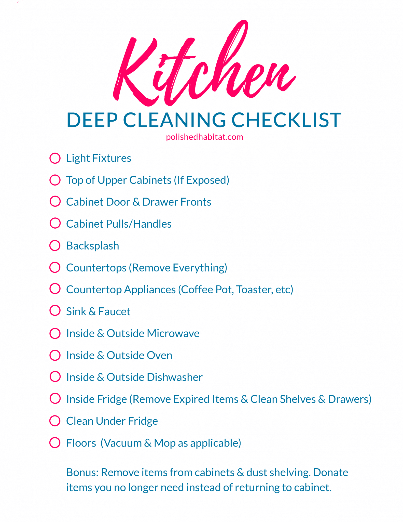 Printable Deep Cleaning Checklist 